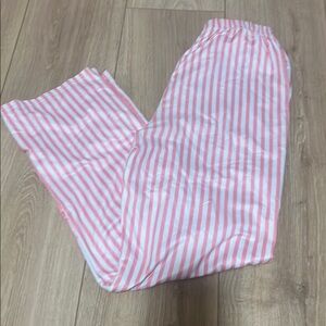SHEIN Pink and White Striped Pajama Bottoms